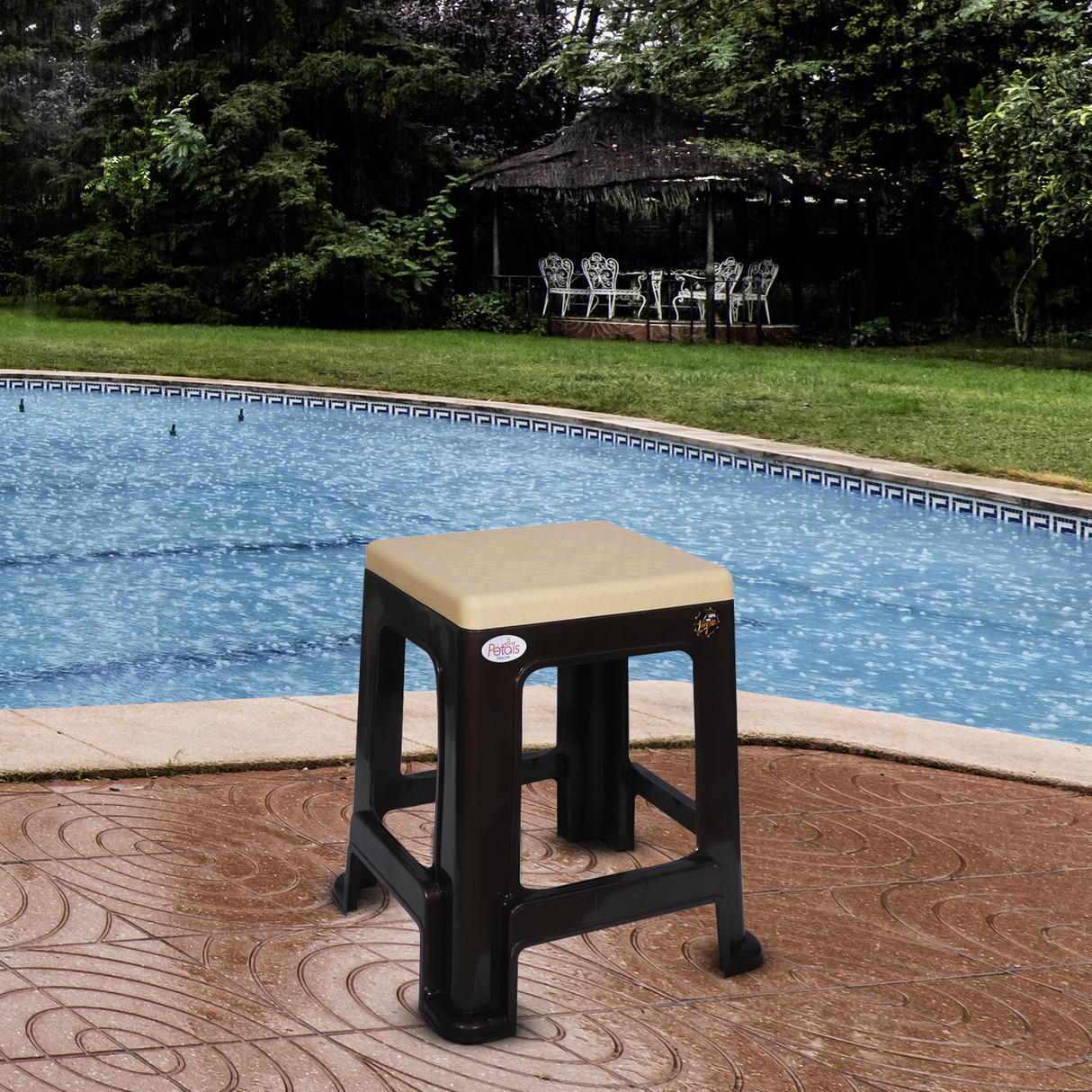 PETALS Mega Plush Stool, Plastic Seating Stool for Home, Bedroom, Bathroom & Kitchen