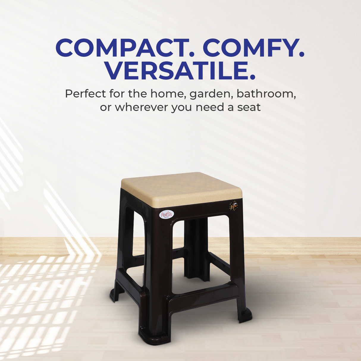 PETALS Mega Plush Stool, Plastic Seating Stool for Home, Bedroom, Bathroom & Kitchen