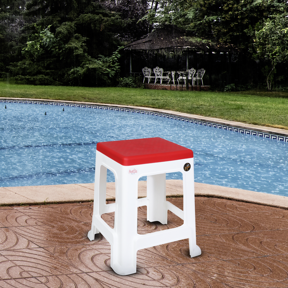 PETALS Mega Plush Stool, Plastic Seating Stool for Home, Bedroom, Bathroom & Kitchen