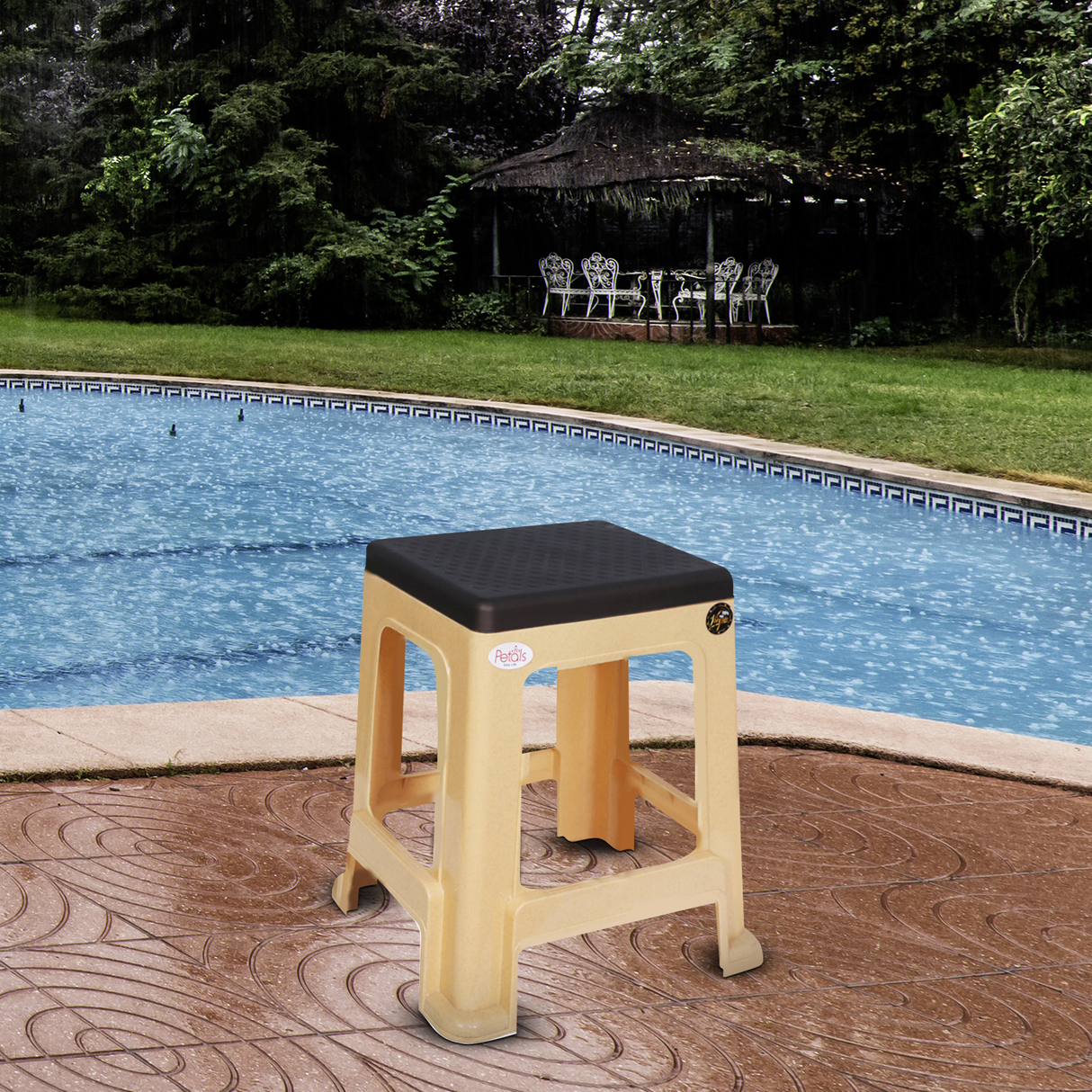 PETALS Mega Plush Stool, Plastic Seating Stool for Home, Bedroom, Bathroom & Kitchen