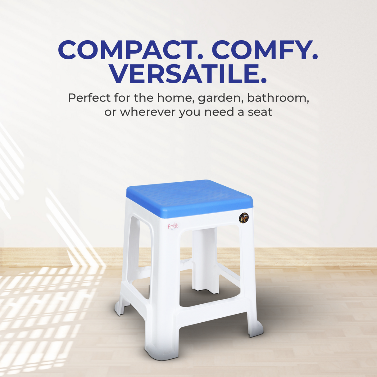 PETALS Mega Plush Stool, Plastic Seating Stool for Home, Bedroom, Bathroom & Kitchen