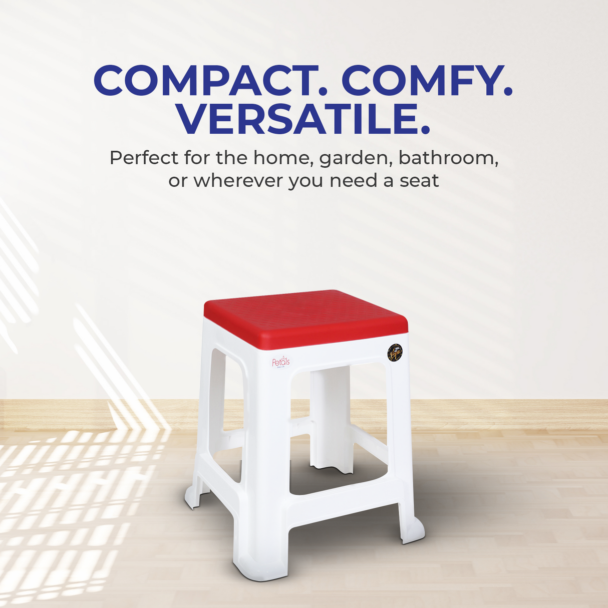 PETALS Mega Plush Stool, Plastic Seating Stool for Home, Bedroom, Bathroom & Kitchen