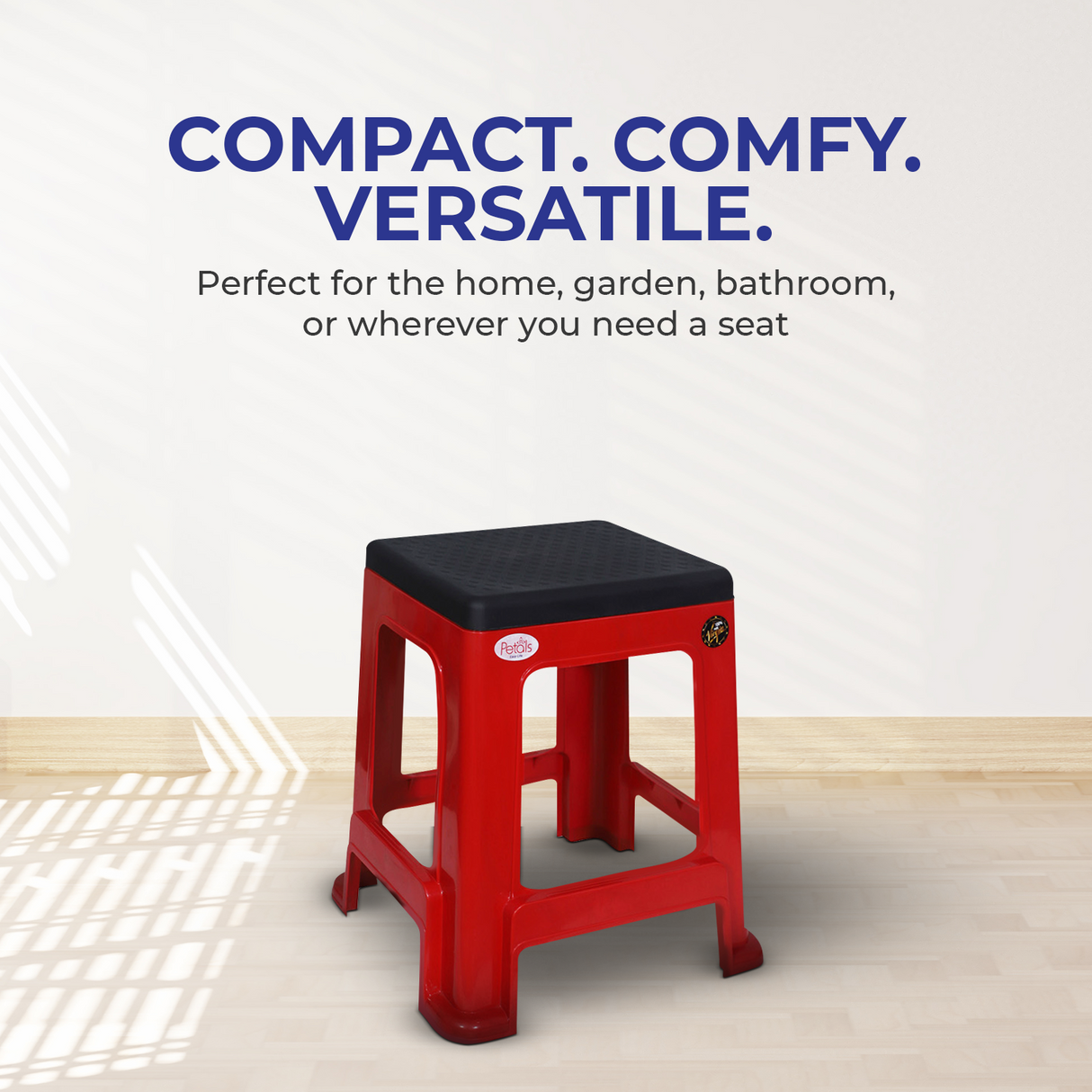 PETALS Mega Plush Stool, Plastic Seating Stool for Home, Bedroom, Bathroom & Kitchen