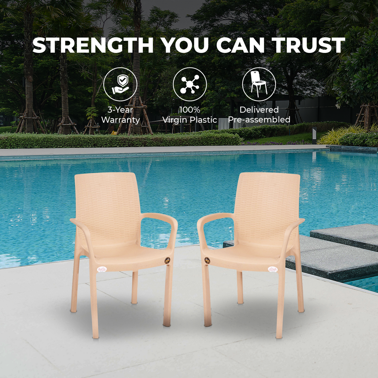 Petals Atlantis 100% Virgin Plastic Arm Chair For Home & Garden