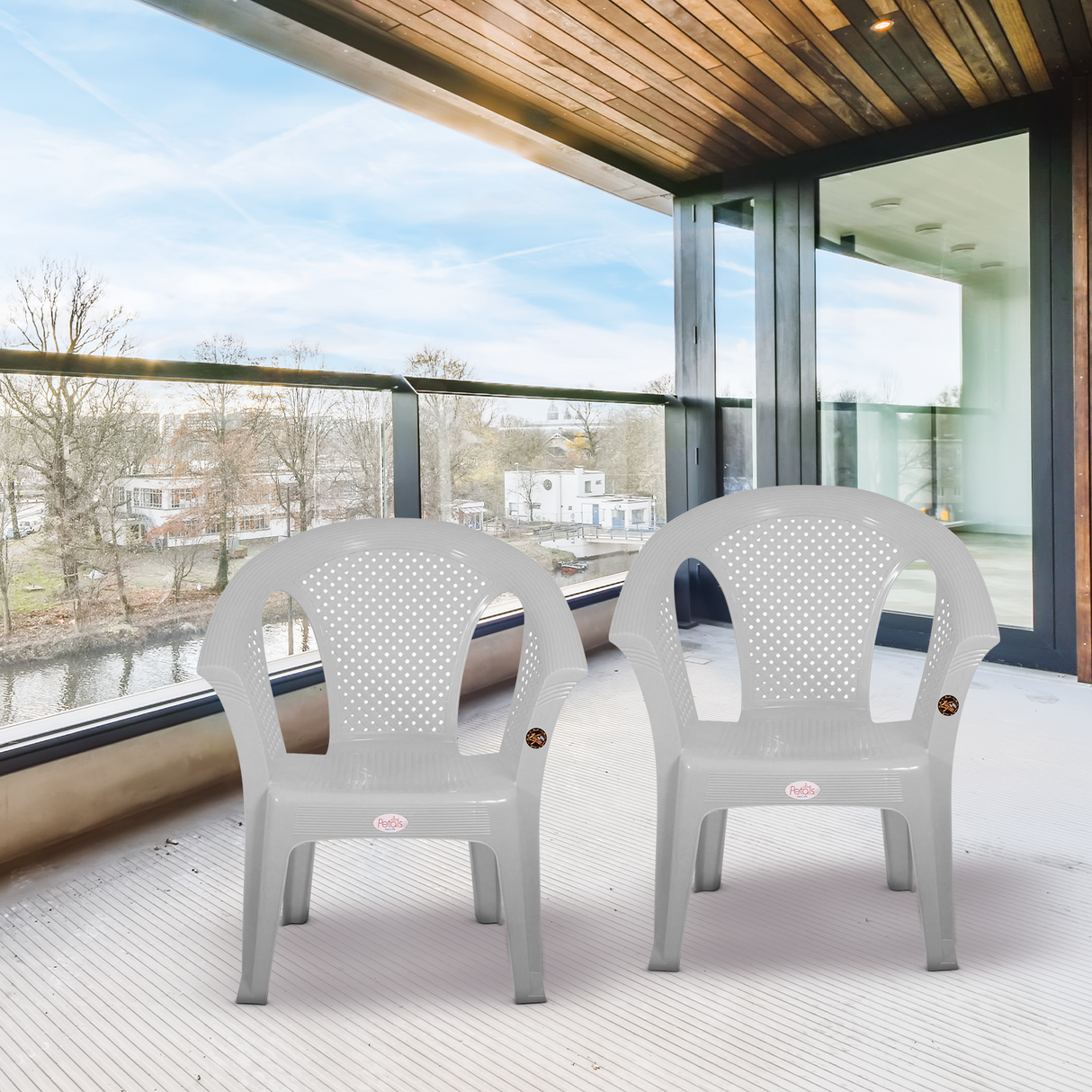 Petals Crystal 100% Virgin Plastic Arm Chair For Home & Garden