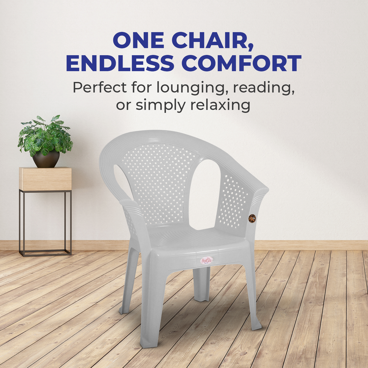 Petals Crystal 100% Virgin Plastic Arm Chair For Home & Garden