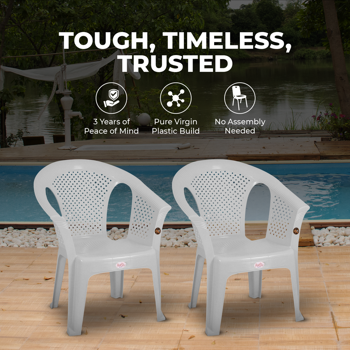 Petals Crystal 100% Virgin Plastic Arm Chair For Home & Garden