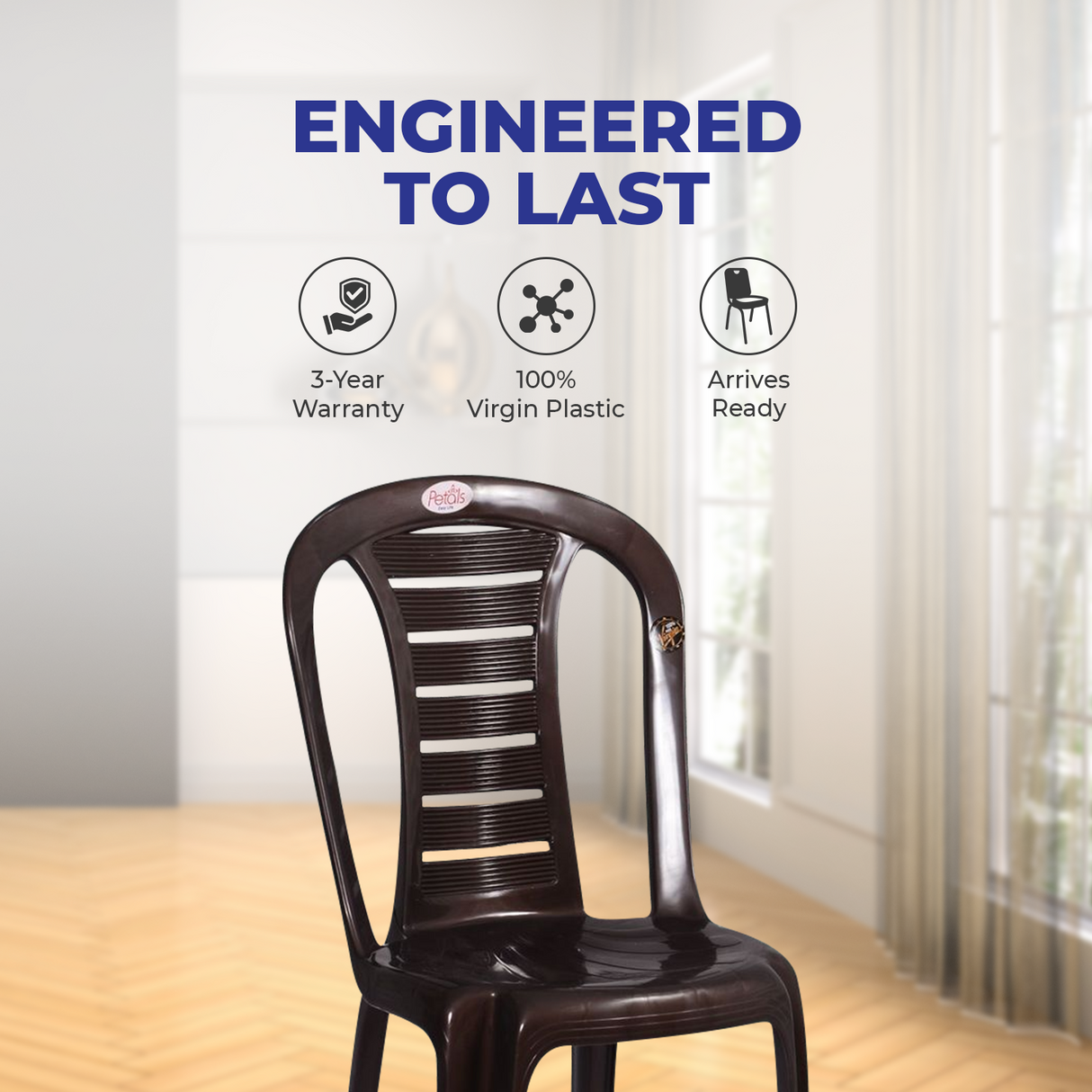 Petals Leo 100% Virgin Plastic Chair for Home and Garden