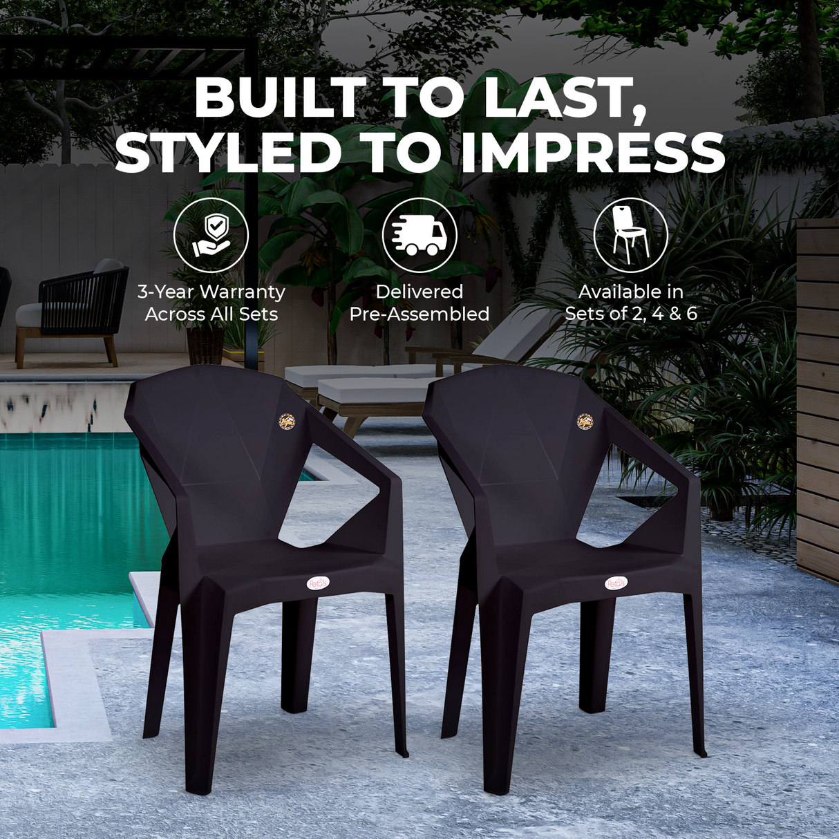 Petals Nakshatra 100% Virgin Plastic Arm Chair For Home & Garden