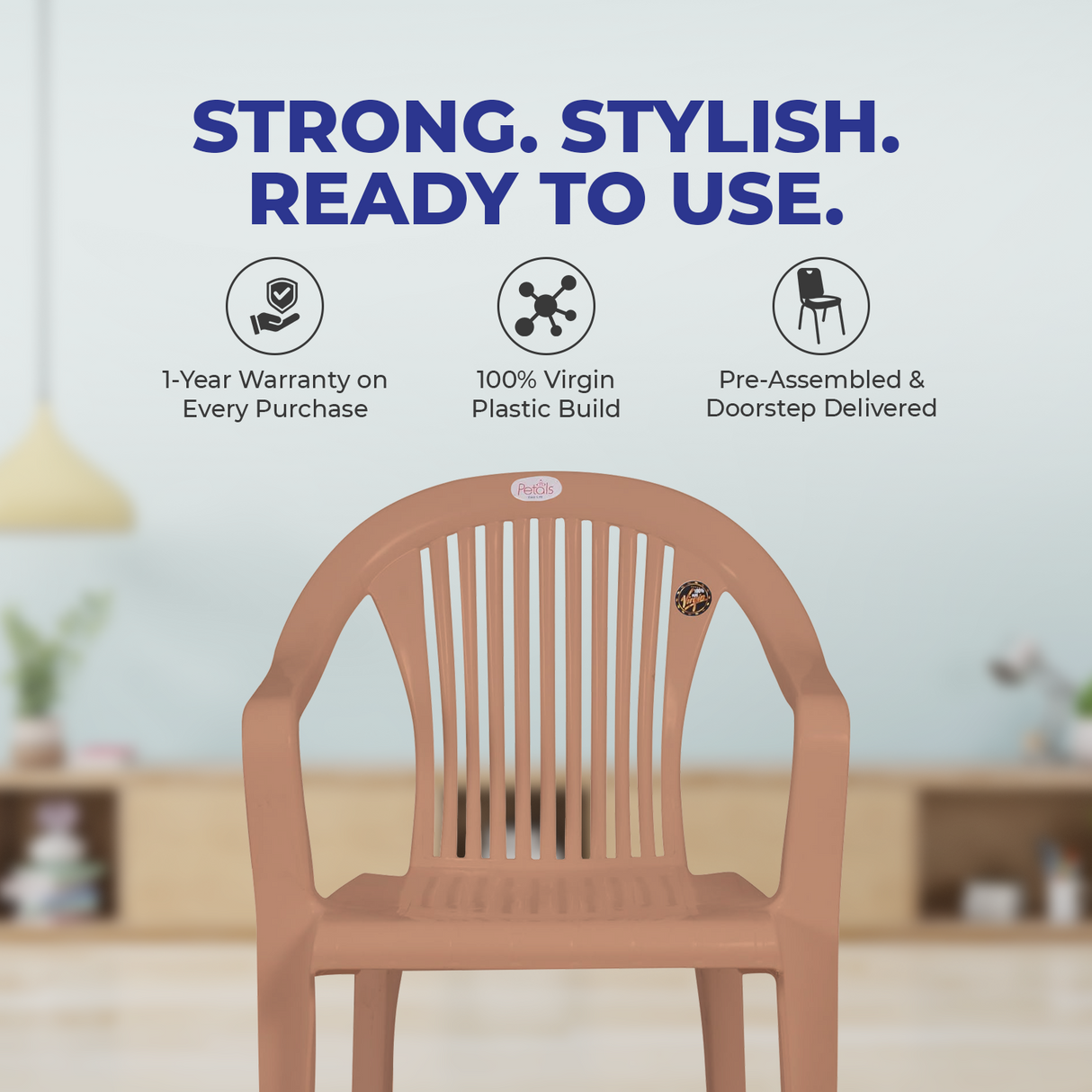 Petals Royal 100% Virgin Plastic Arm Chair for Home and Garden