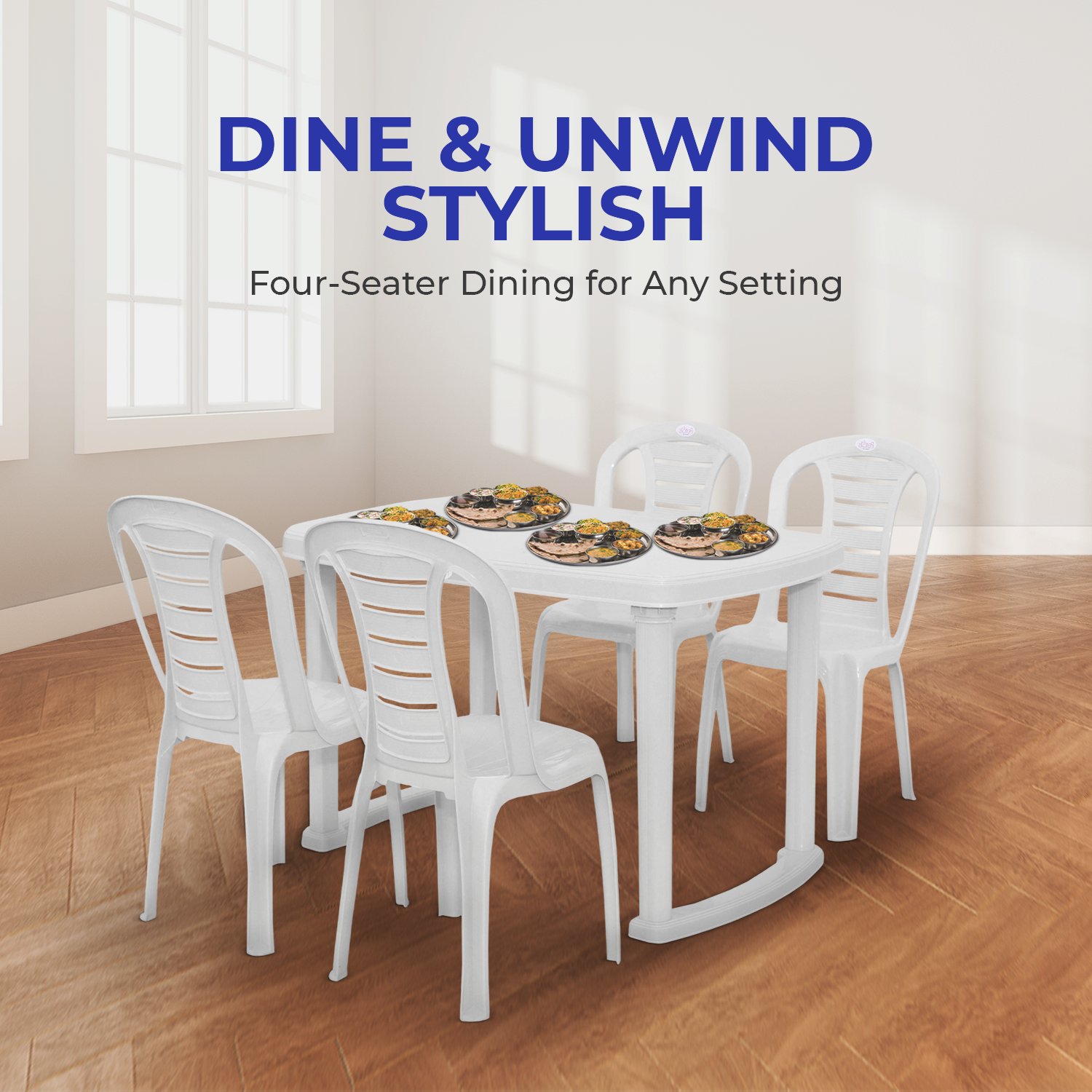 Petals Sultan 100% Pure Virgin 4 Seater Dining Set with 1 Dining Table with 4 Chairs