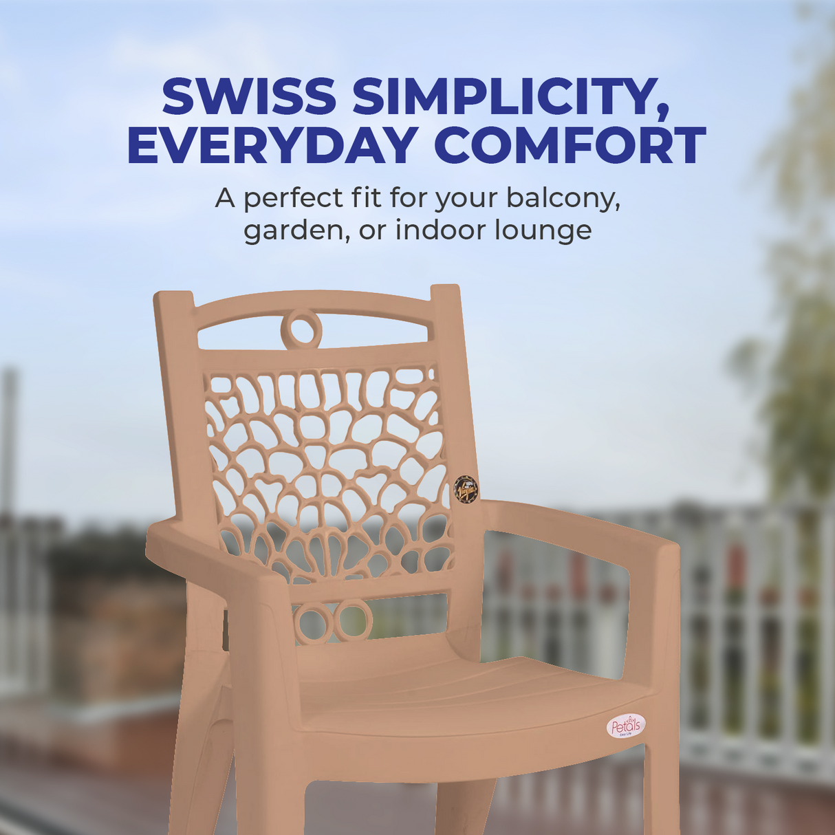 Petals Swiss 100% Virgin Plastic Arm Chair for Home and Garden