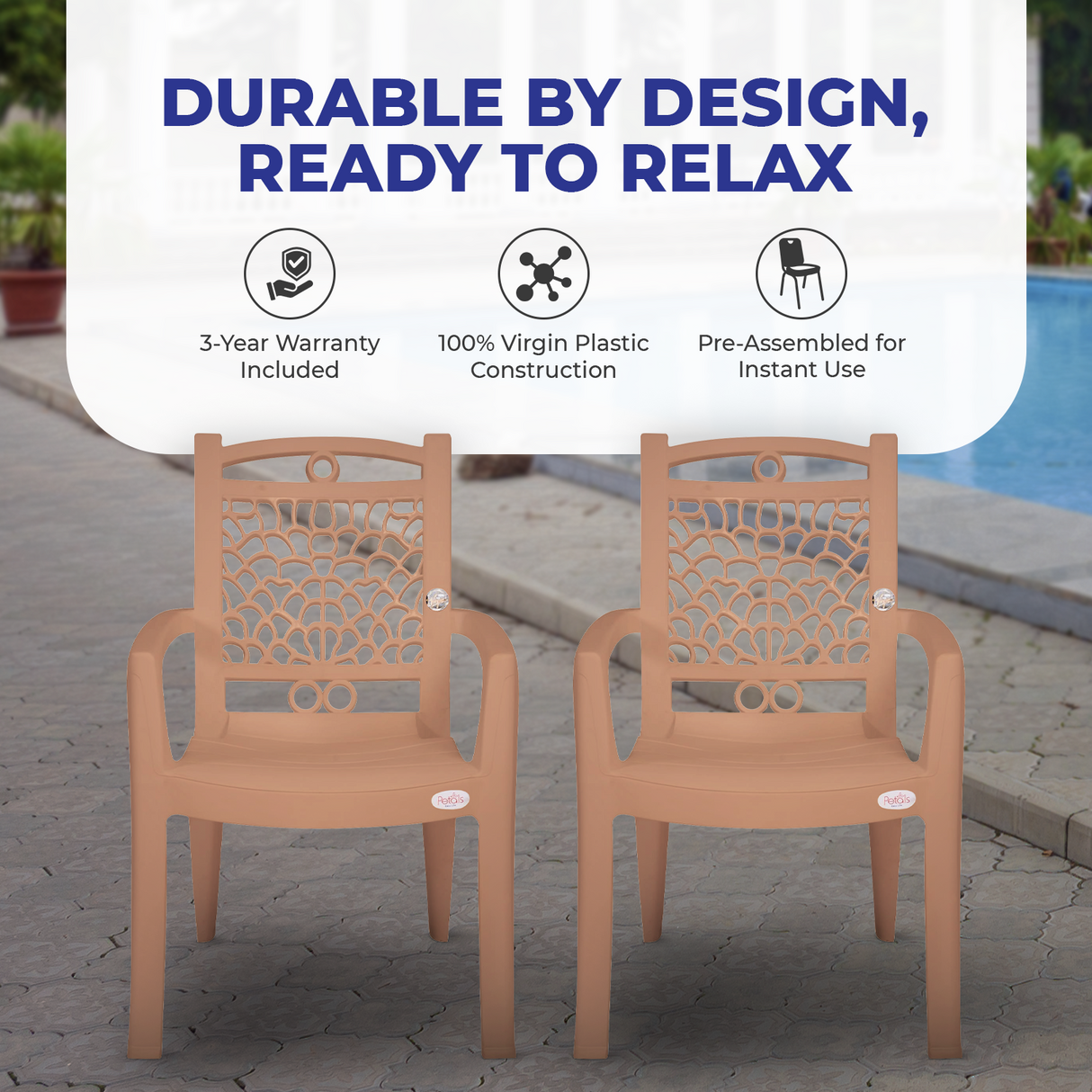 Petals Swiss 100% Virgin Plastic Arm Chair for Home and Garden