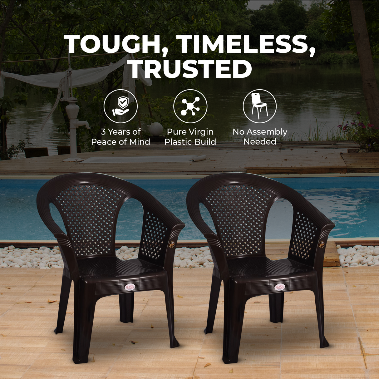 Petals Crystal 100% Virgin Plastic Arm Chair For Home & Garden