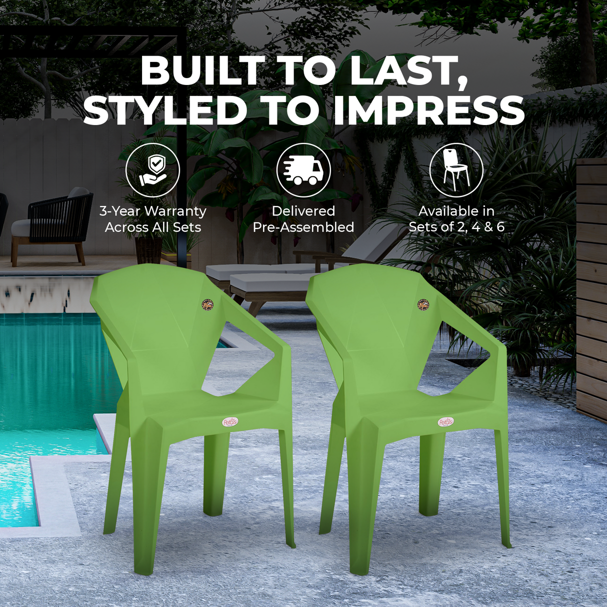 Petals Nakshatra 100% Virgin Plastic Arm Chair For Home & Garden