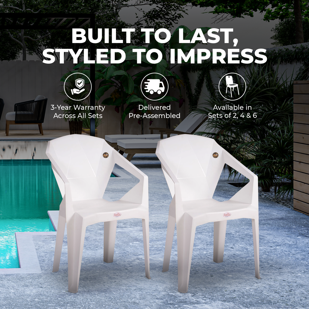 Petals Nakshatra 100% Virgin Plastic Arm Chair For Home & Garden