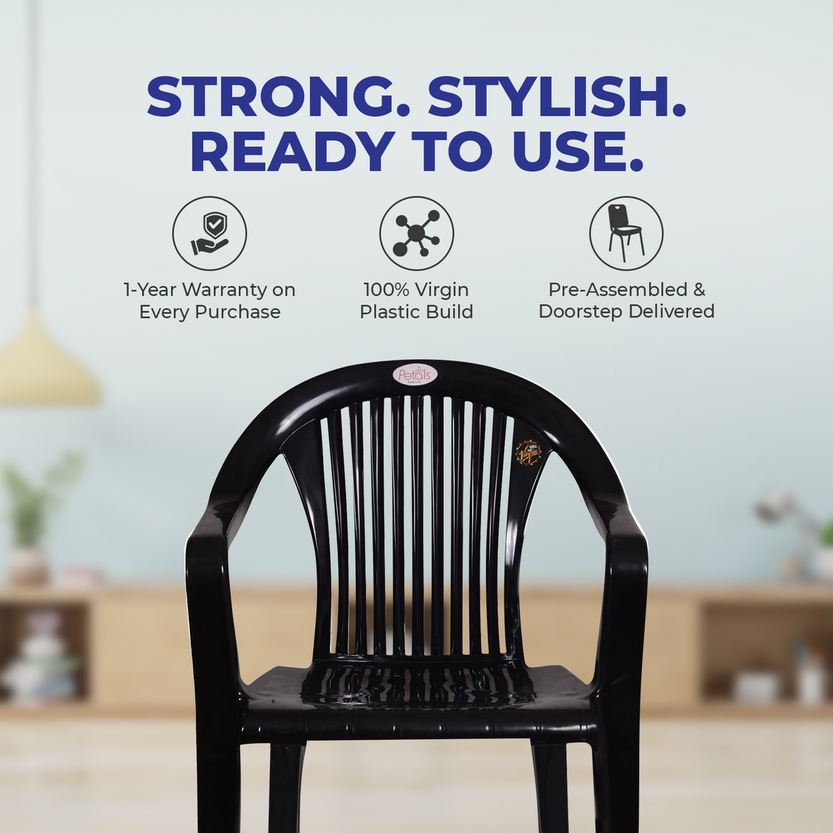 Petals Royal 100% Virgin Plastic Arm Chair for Home and Garden