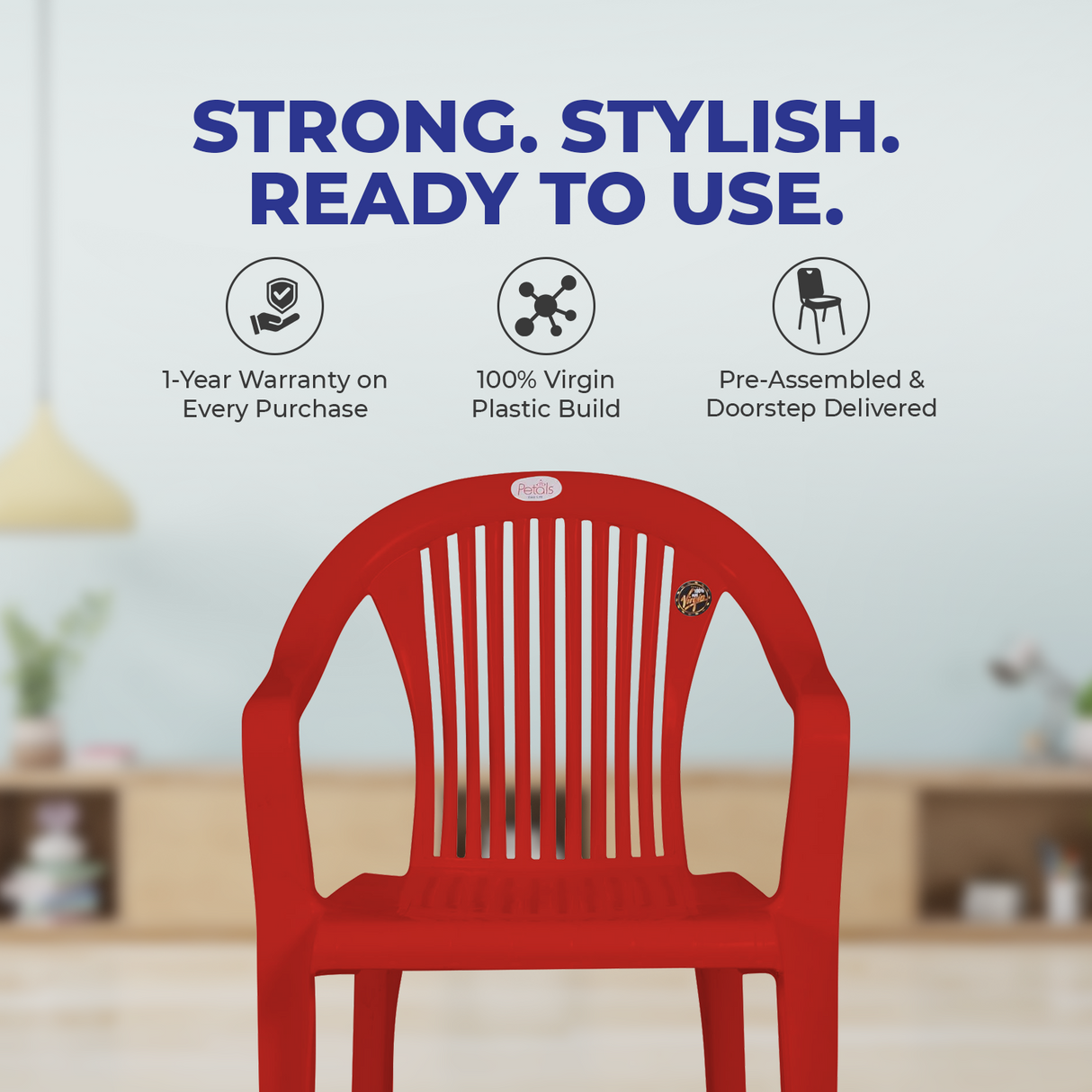 Petals Royal 100% Virgin Plastic Arm Chair for Home and Garden