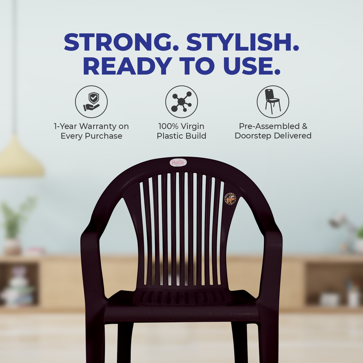 Petals Royal 100% Virgin Plastic Arm Chair for Home and Garden