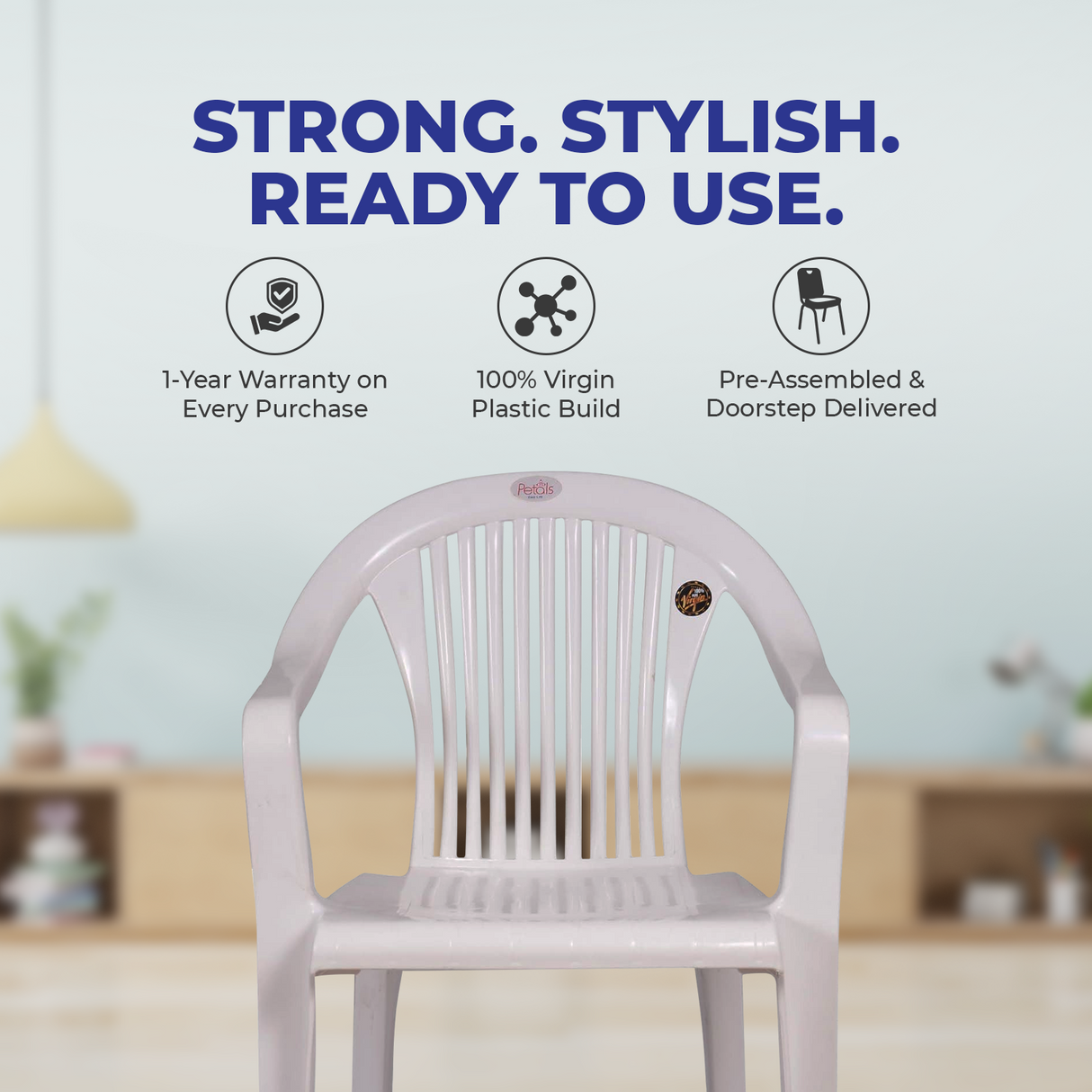 Petals Royal 100% Virgin Plastic Arm Chair for Home and Garden