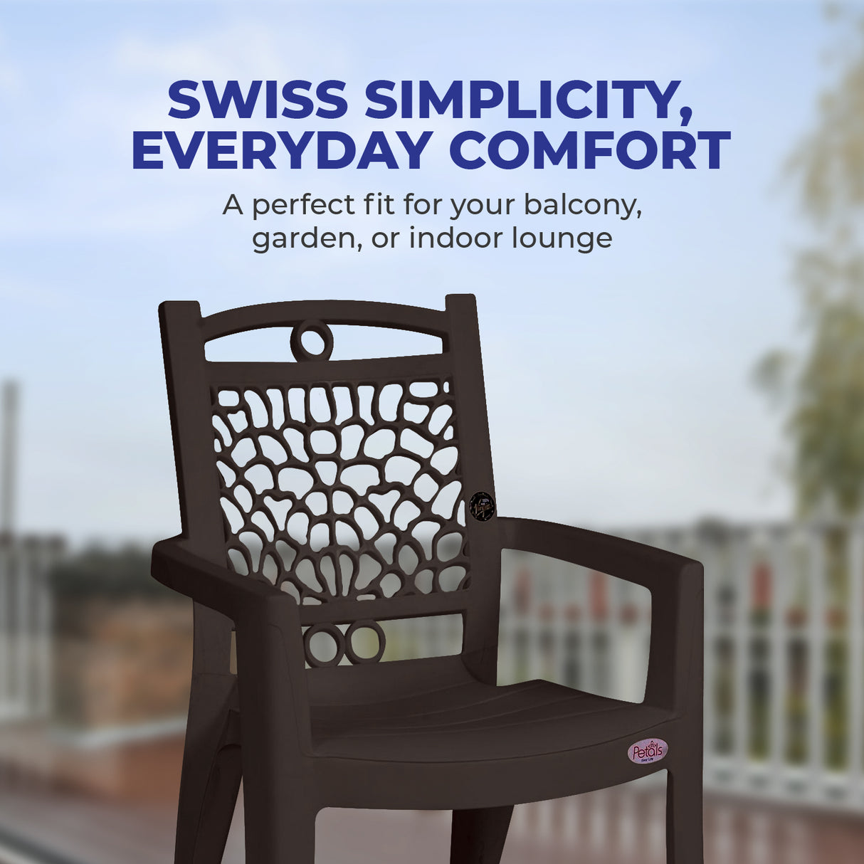 Petals Swiss 100% Virgin Plastic Arm Chair for Home and Garden