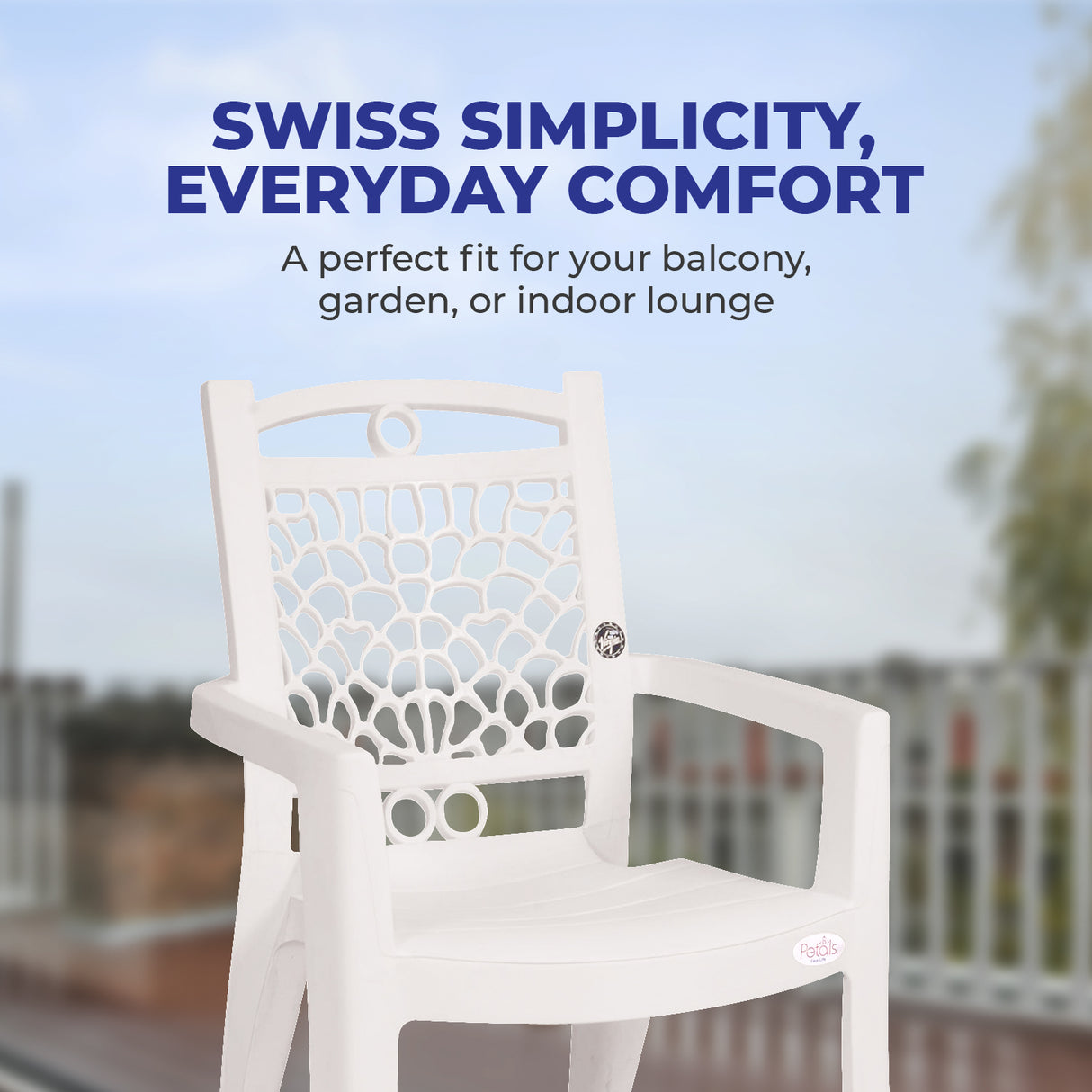 Petals Swiss 100% Virgin Plastic Arm Chair for Home and Garden