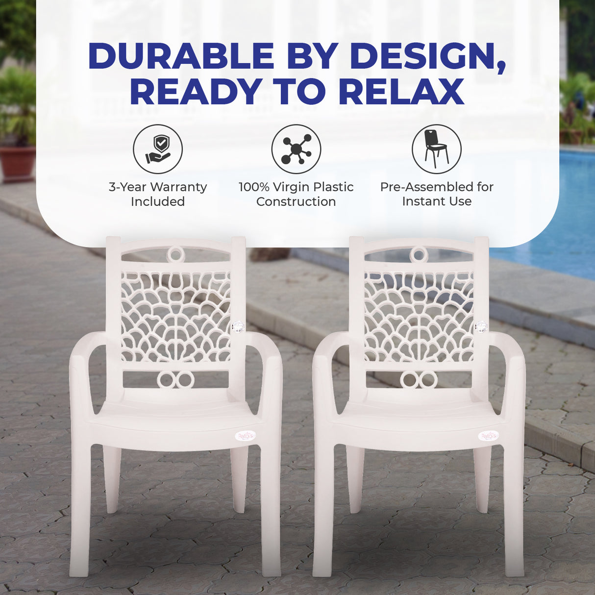 Petals Swiss 100% Virgin Plastic Arm Chair for Home and Garden