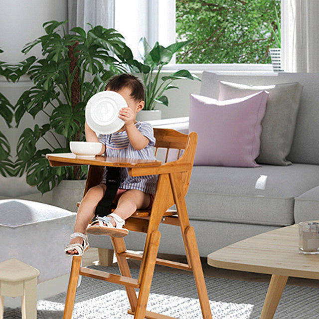 Springtek Joy Solid Wood High Chair for Baby Toddler, Foldable Wooden Highchair