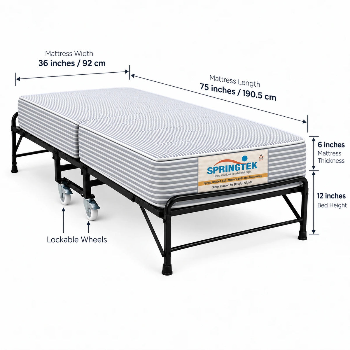 Folding Rollaway Bed With 6" Mattress