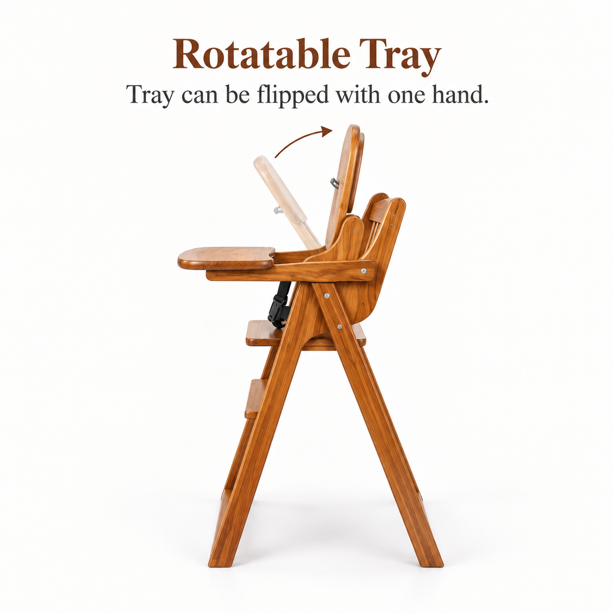 Springtek Joy Solid Wood High Chair for Baby Toddler, Foldable Wooden Highchair