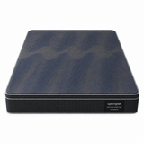 A Springtek Euro Top Hybrid Latex Pocket Spring Mattress shown from a top-down angle on a clean white background. The mattress features a dark navy blue textured top with a wavy pattern and a black side panel with the Springtek brand label.