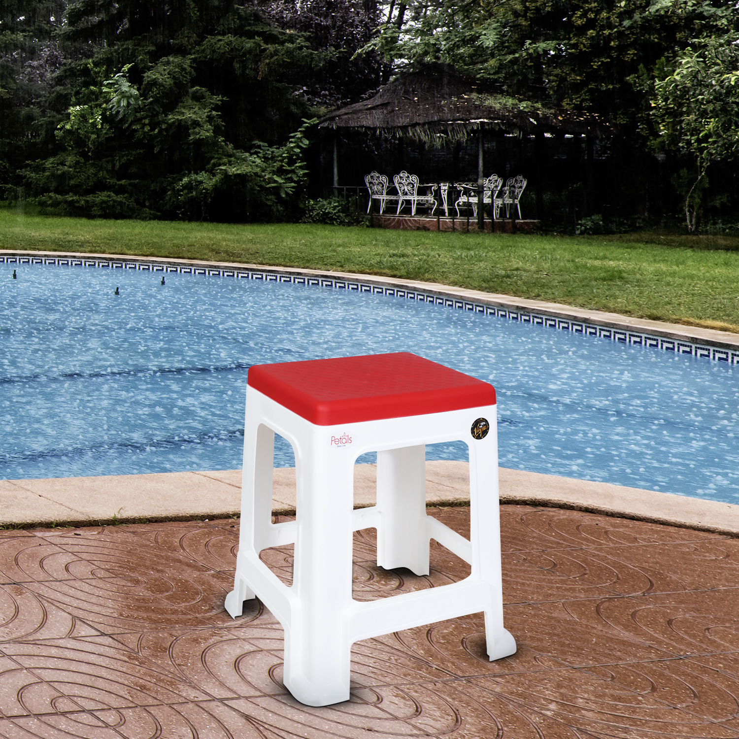 PETALS Mega Plush Stool, Plastic Seating Stool for Home, Bedroom, Bathroom & Kitchen