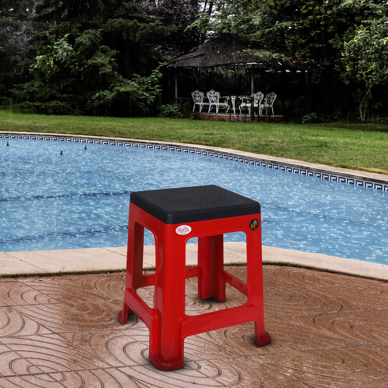 PETALS Mega Plush Stool, Plastic Seating Stool for Home, Bedroom, Bathroom & Kitchen