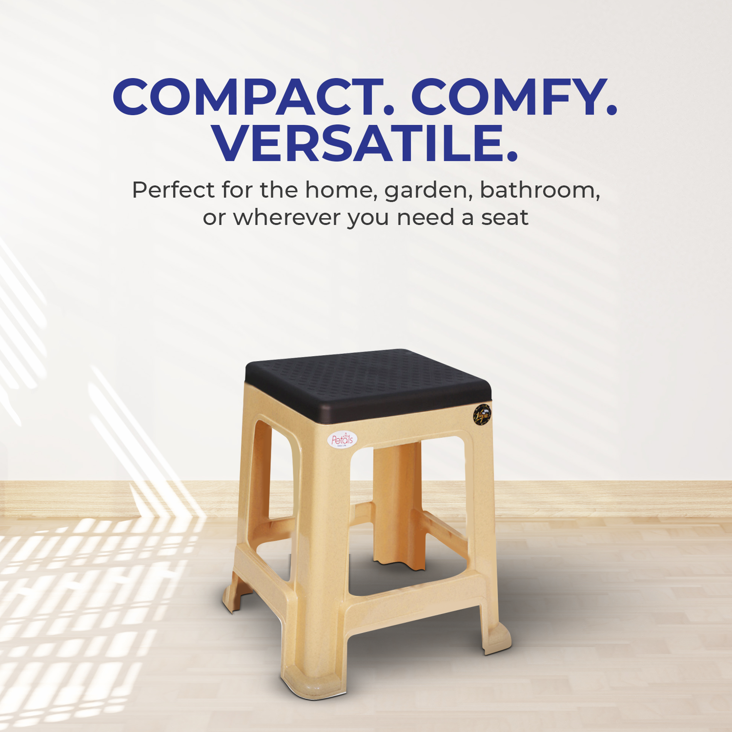 PETALS Mega Plush Stool, Plastic Seating Stool for Home, Bedroom, Bathroom & Kitchen