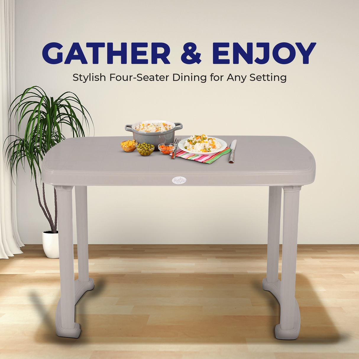 Petals Desire 100% Virgin Plastic Four Seater Dining Table