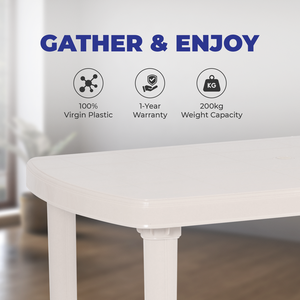 Petals Desire 100% Virgin Plastic Four Seater Dining Table