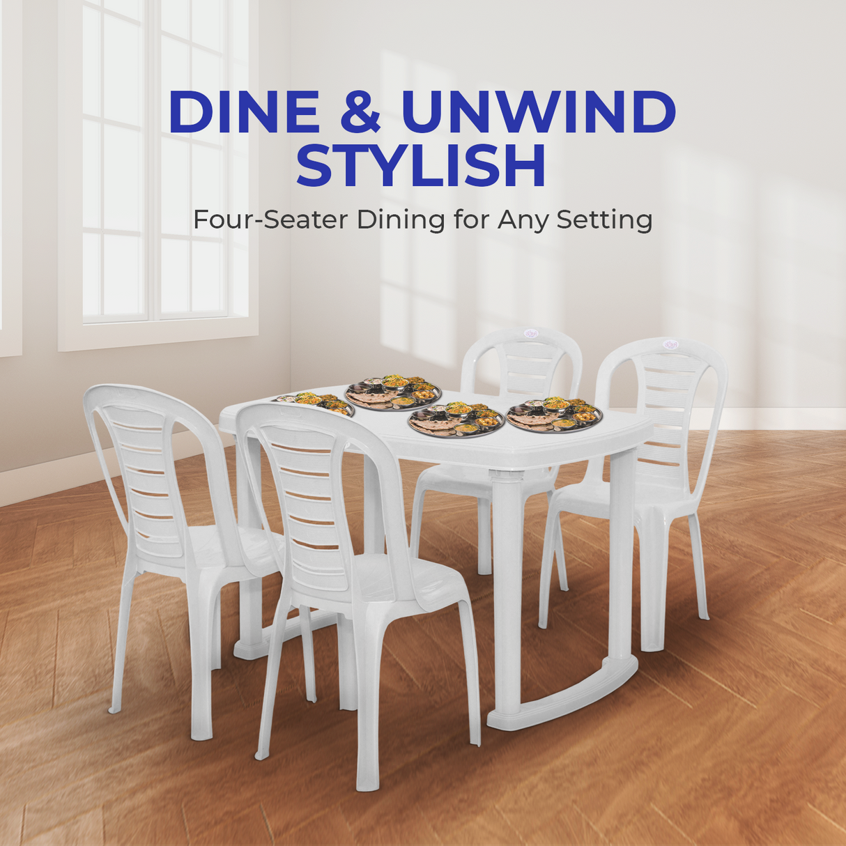 Petals Sultan 100% Pure Virgin 4 Seater Dining Set with 1 Dining Table with 4 Chairs