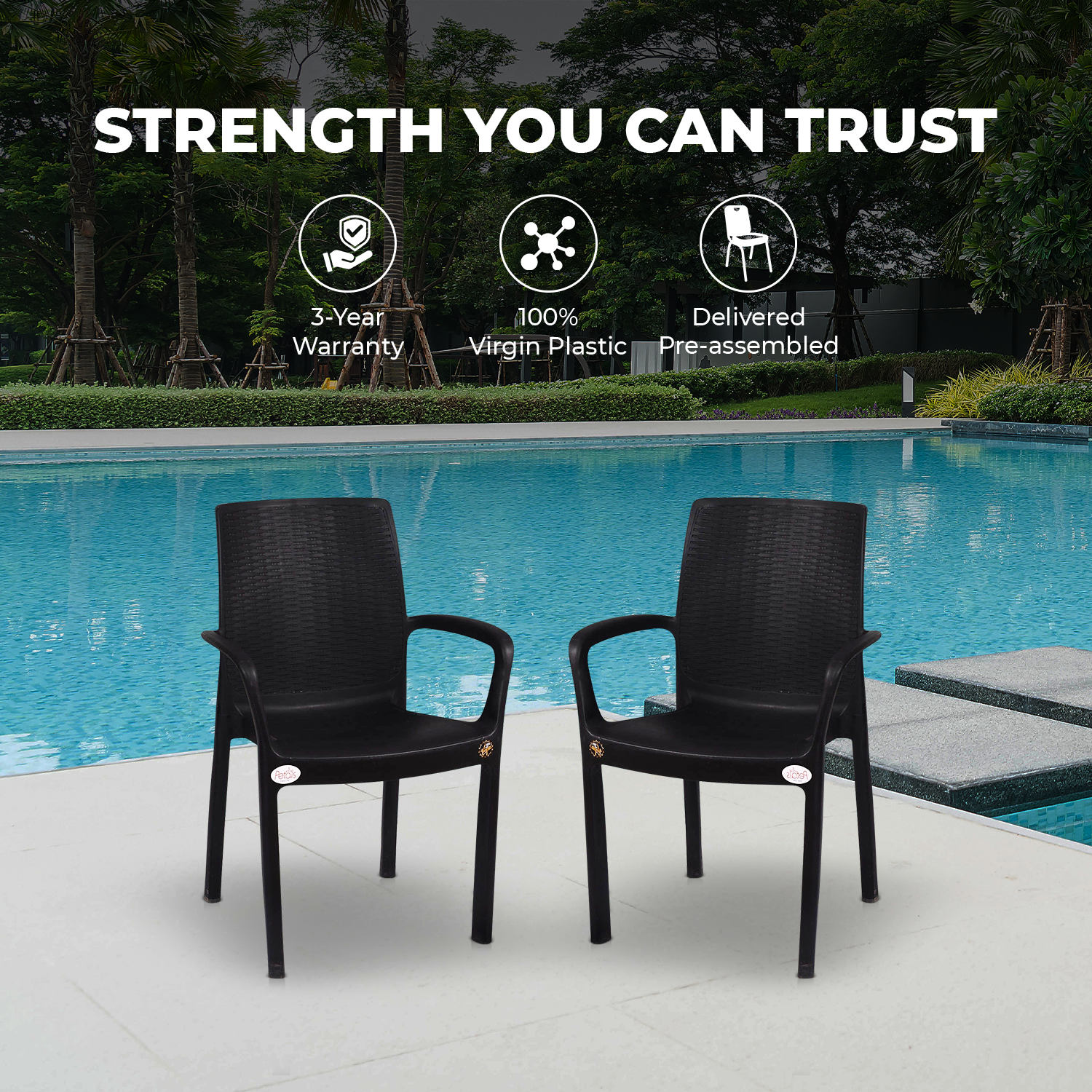 Petals Atlantis 100% Virgin Plastic Arm Chair For Home & Garden