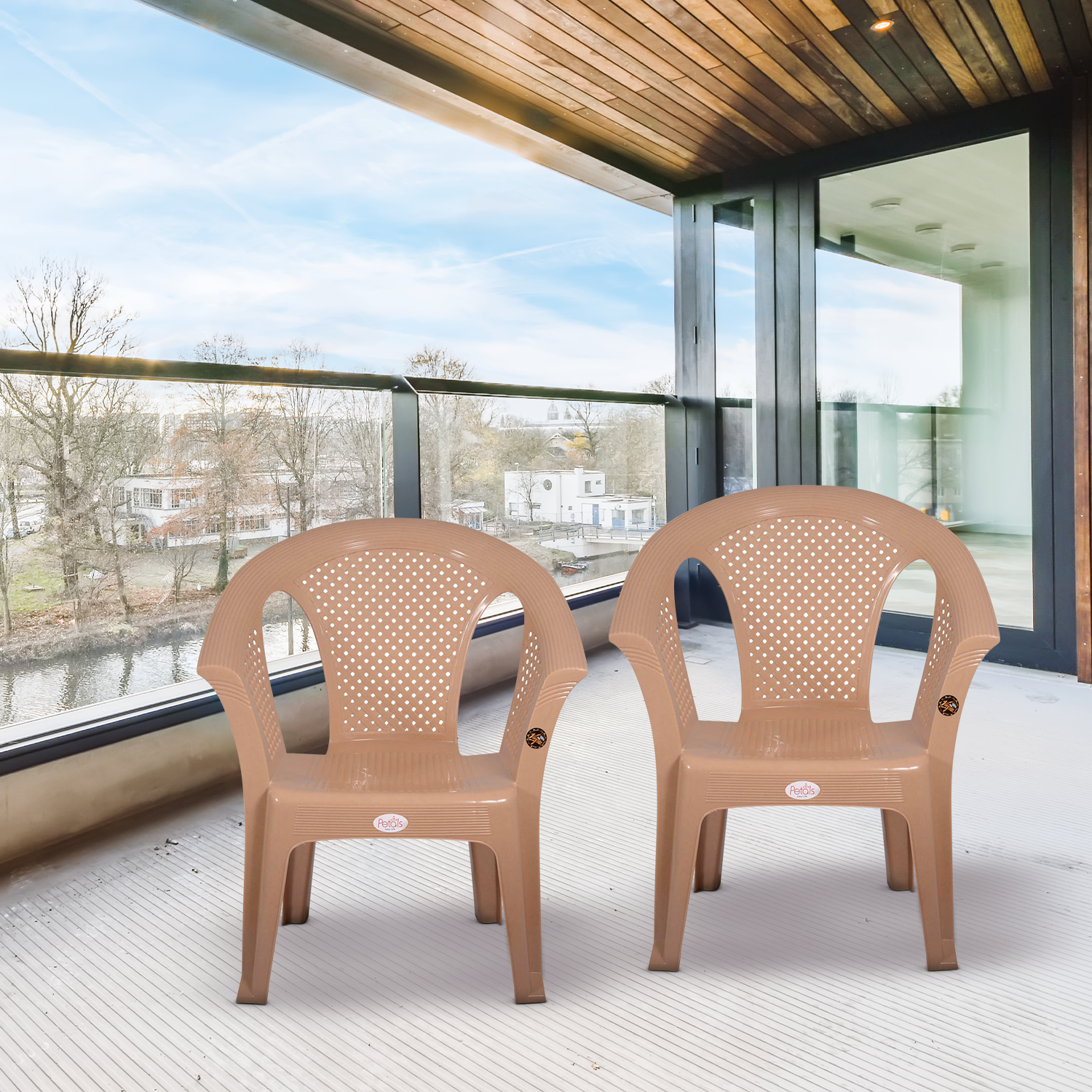 Petals Crystal 100% Virgin Plastic Arm Chair For Home & Garden