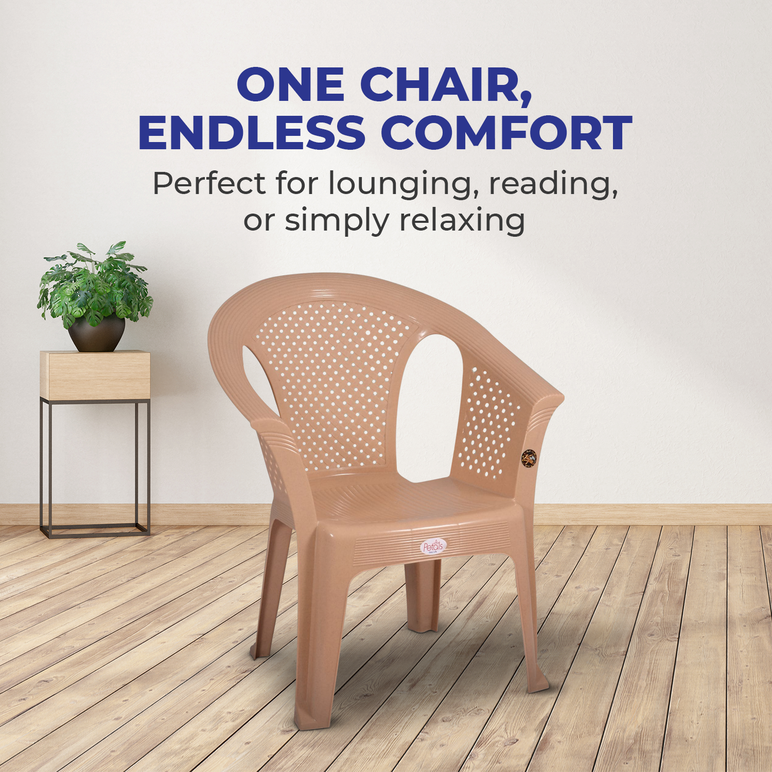 Petals Crystal 100% Virgin Plastic Arm Chair For Home & Garden