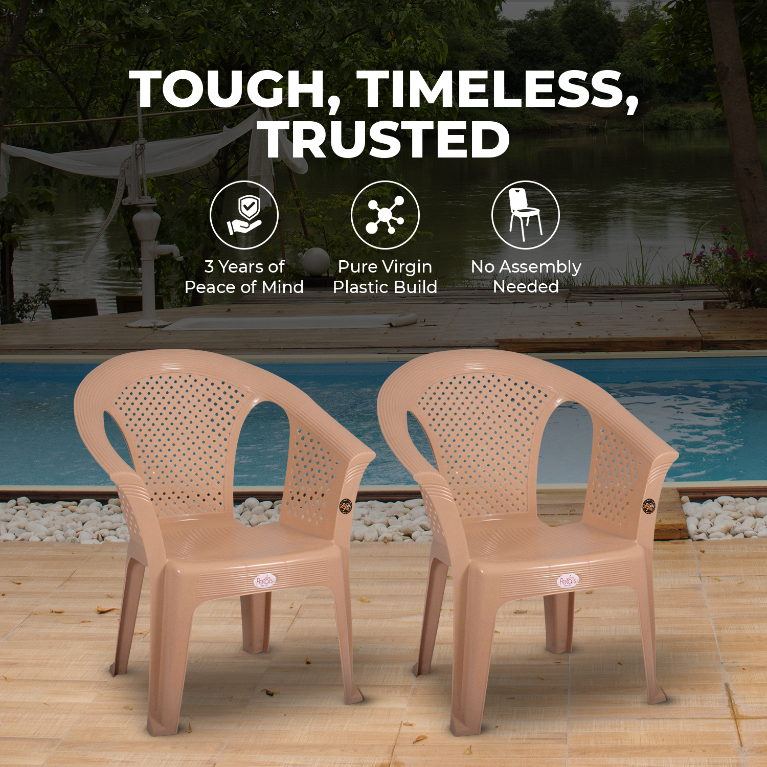 Petals Crystal 100% Virgin Plastic Arm Chair For Home & Garden