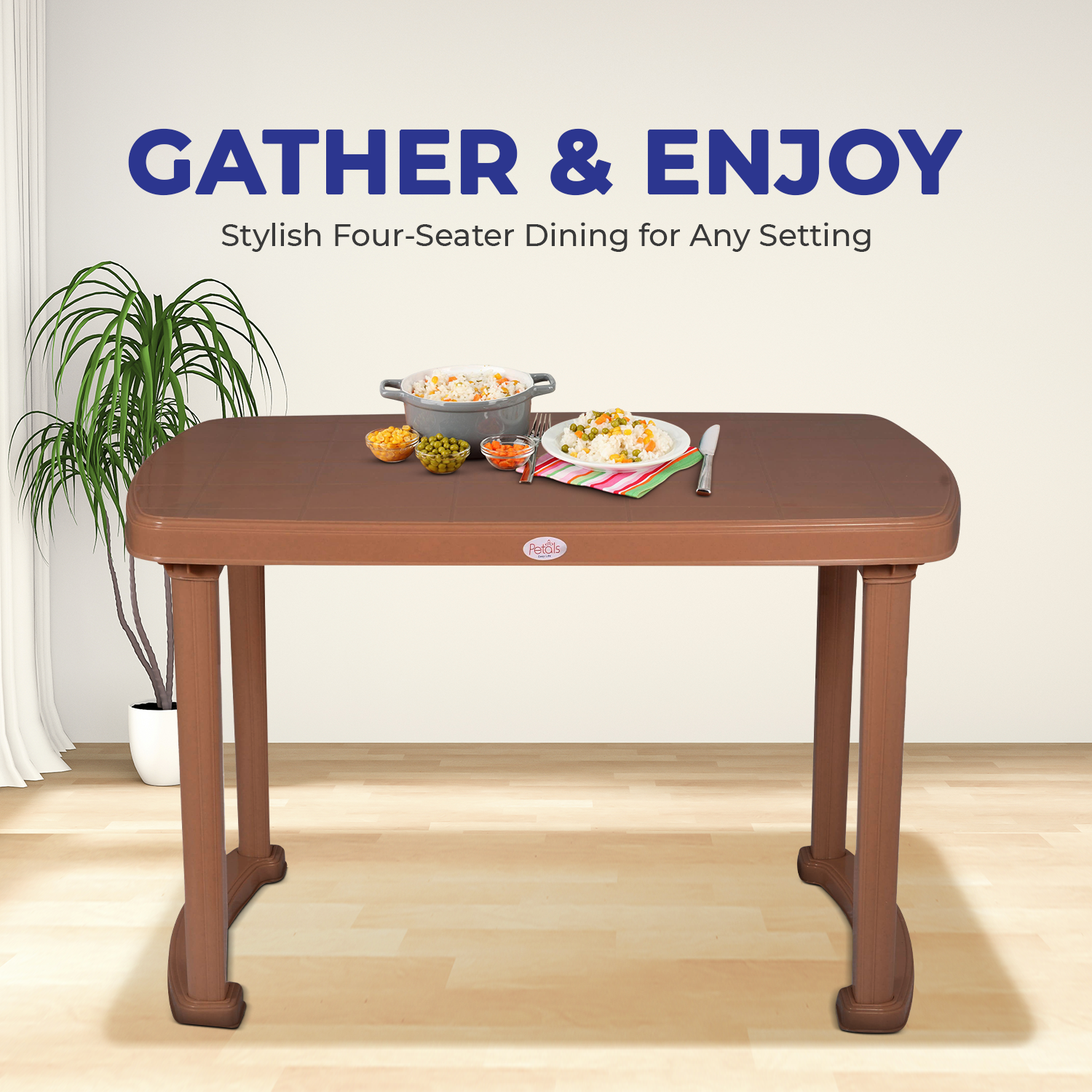 Petals Desire 100% Virgin Plastic Four Seater Dining Table