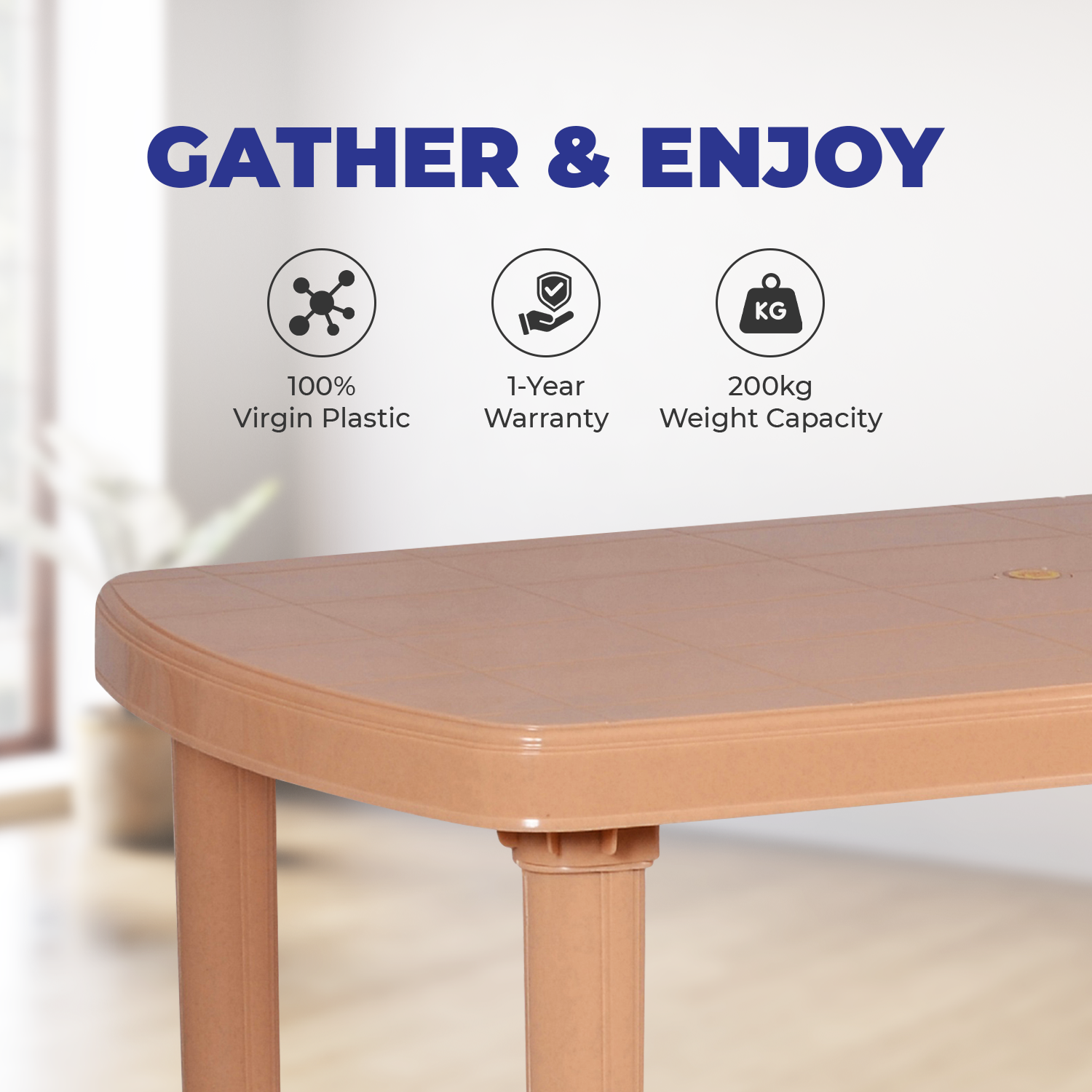 Petals Desire 100% Virgin Plastic Four Seater Dining Table