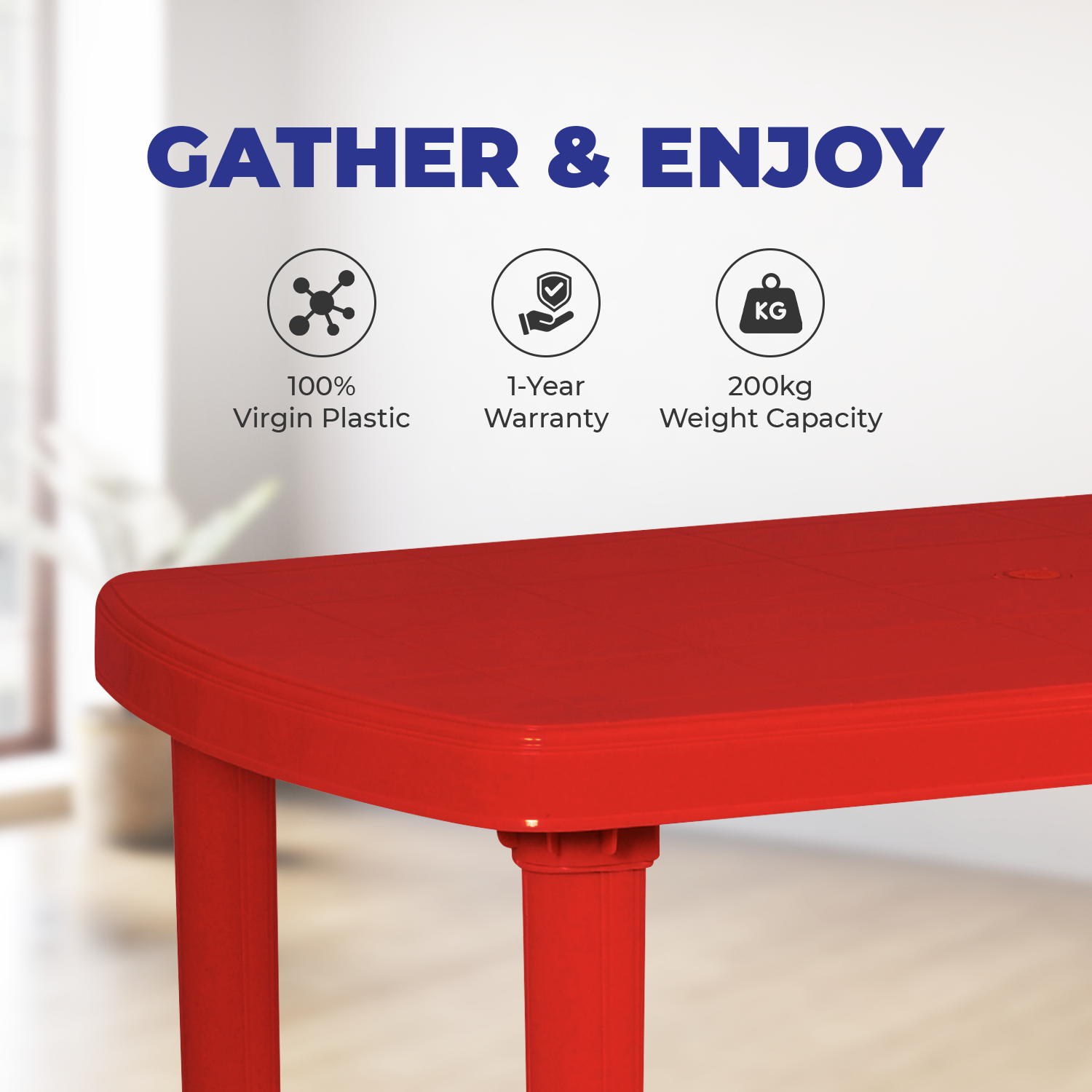 Petals Desire 100% Virgin Plastic Four Seater Dining Table