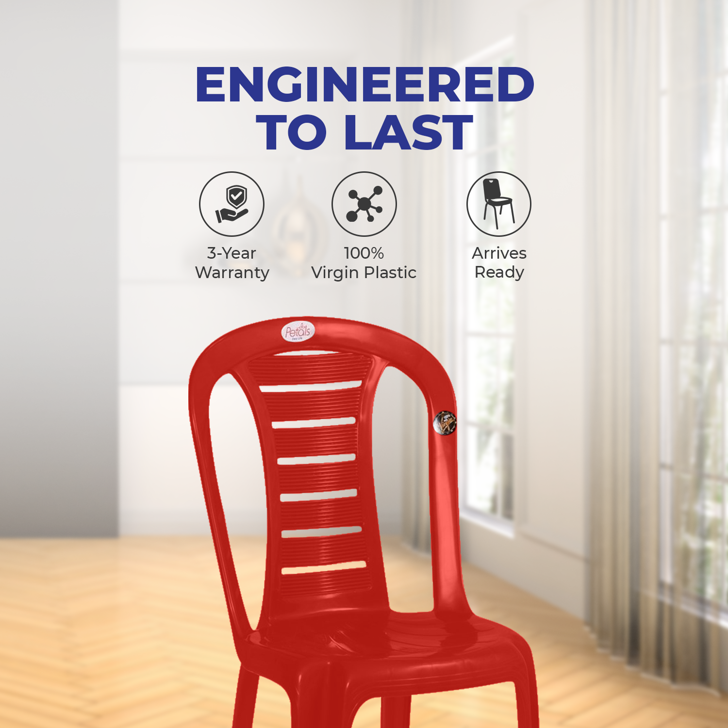 Petals Leo 100% Virgin Plastic Chair for Home and Garden