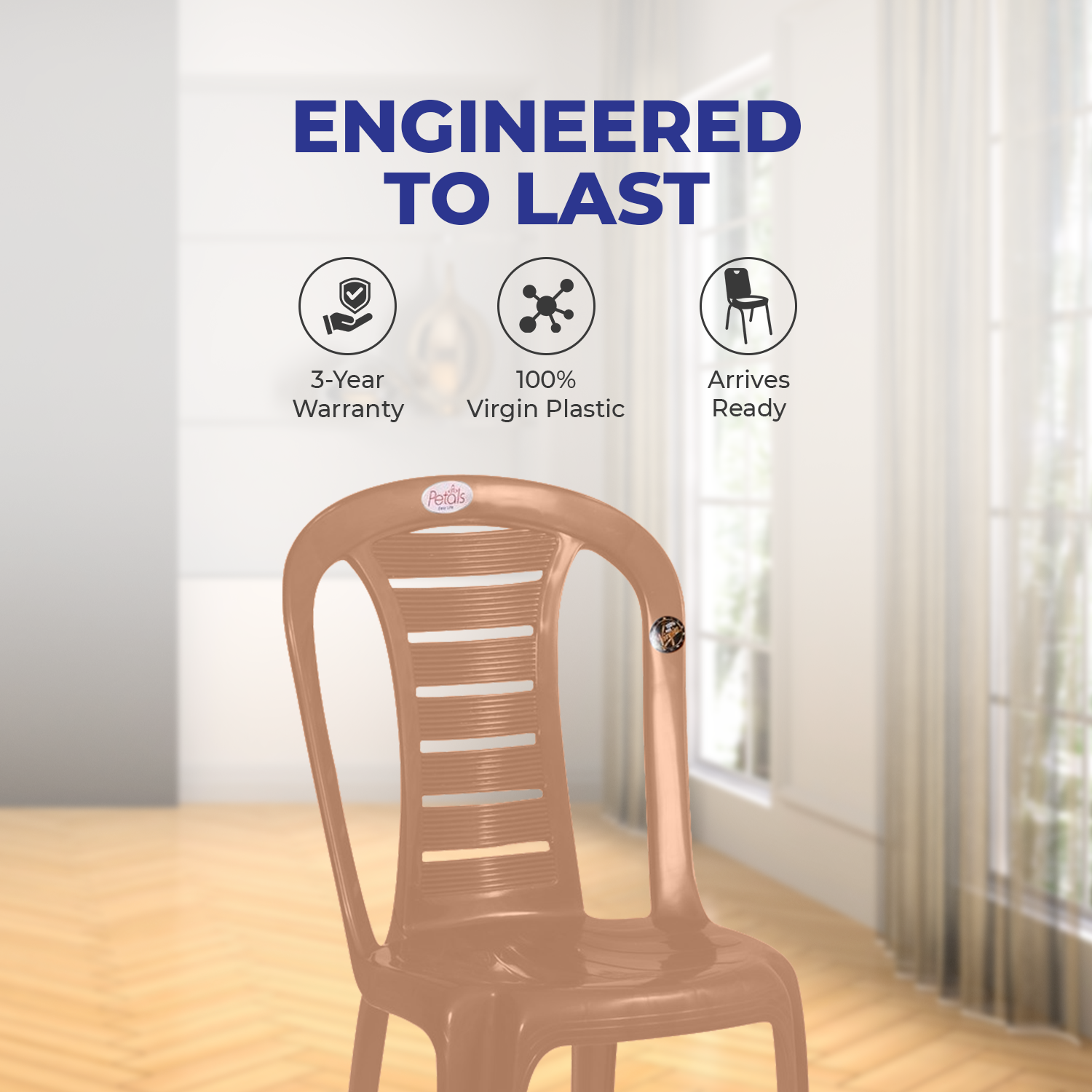 Petals Leo 100% Virgin Plastic Chair for Home and Garden