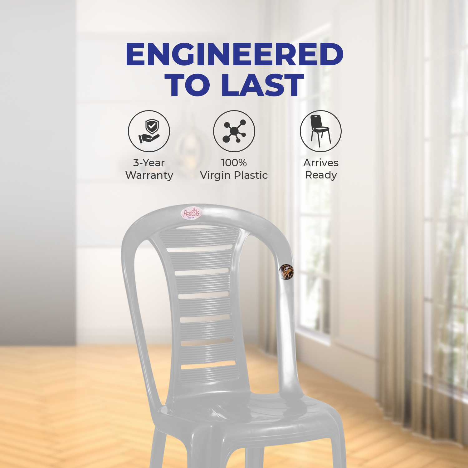 Petals Leo 100% Virgin Plastic Chair for Home and Garden