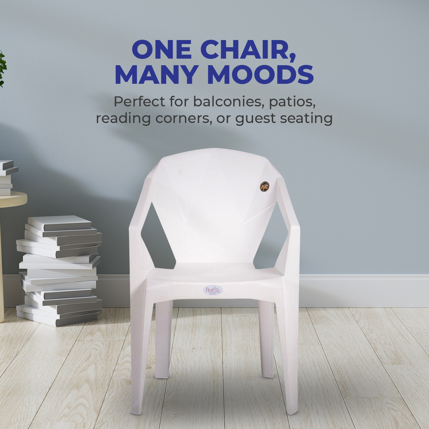 Petals Nakshatra 100% Virgin Plastic Arm Chair For Home & Garden