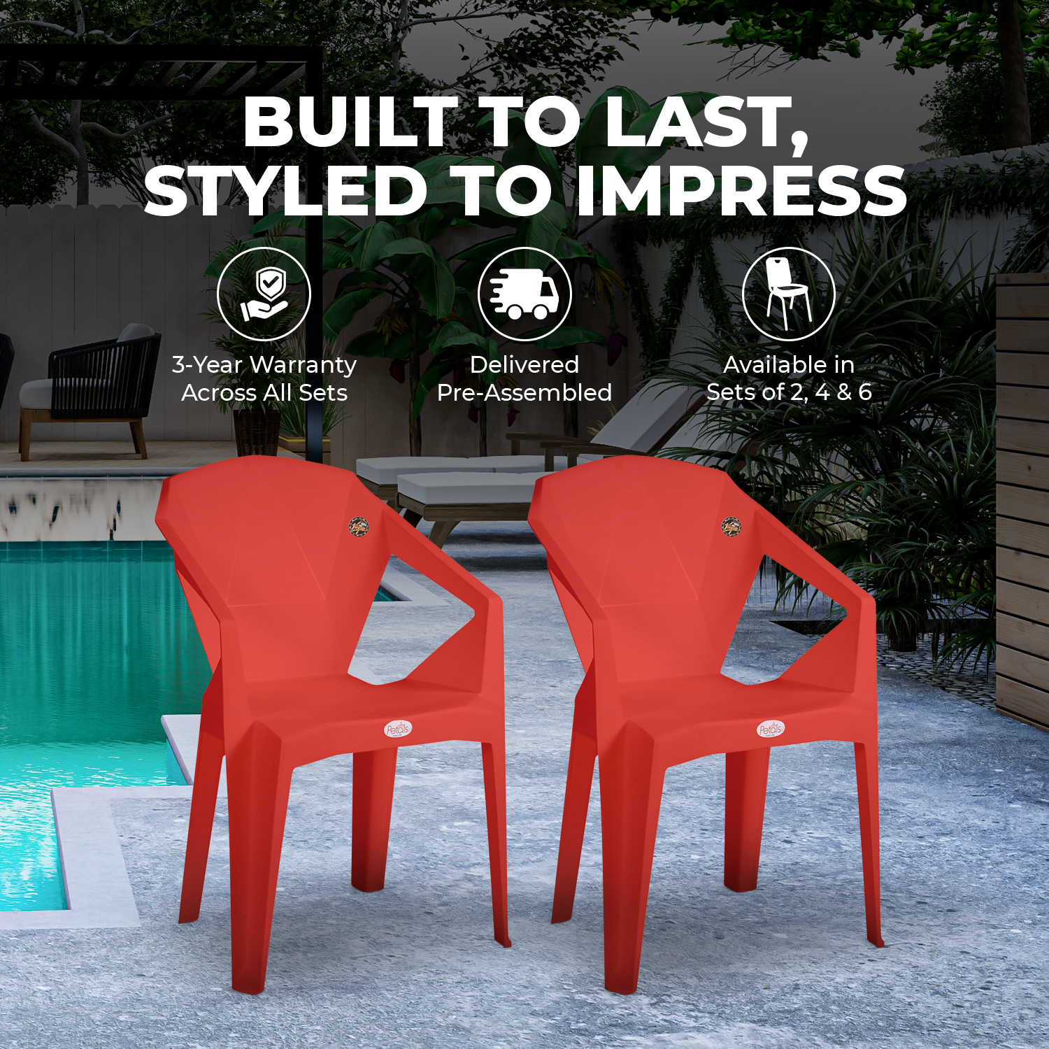 Petals Nakshatra 100% Virgin Plastic Arm Chair For Home & Garden