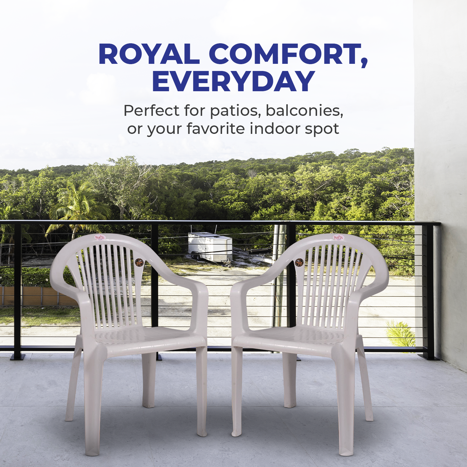 Petals Royal 100% Virgin Plastic Arm Chair for Home and Garden